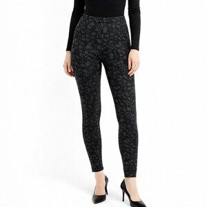 $198 Joie Keena Dark Charcoal Lace Print Leggings Slim Stretch Pants Small Retro